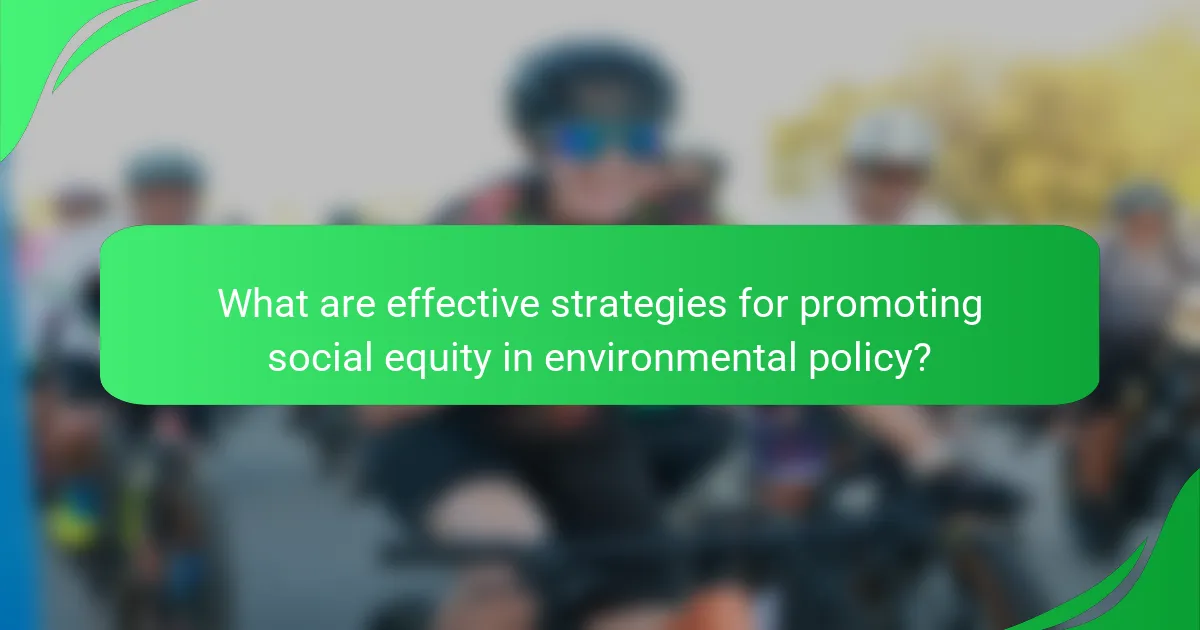 What are effective strategies for promoting social equity in environmental policy?