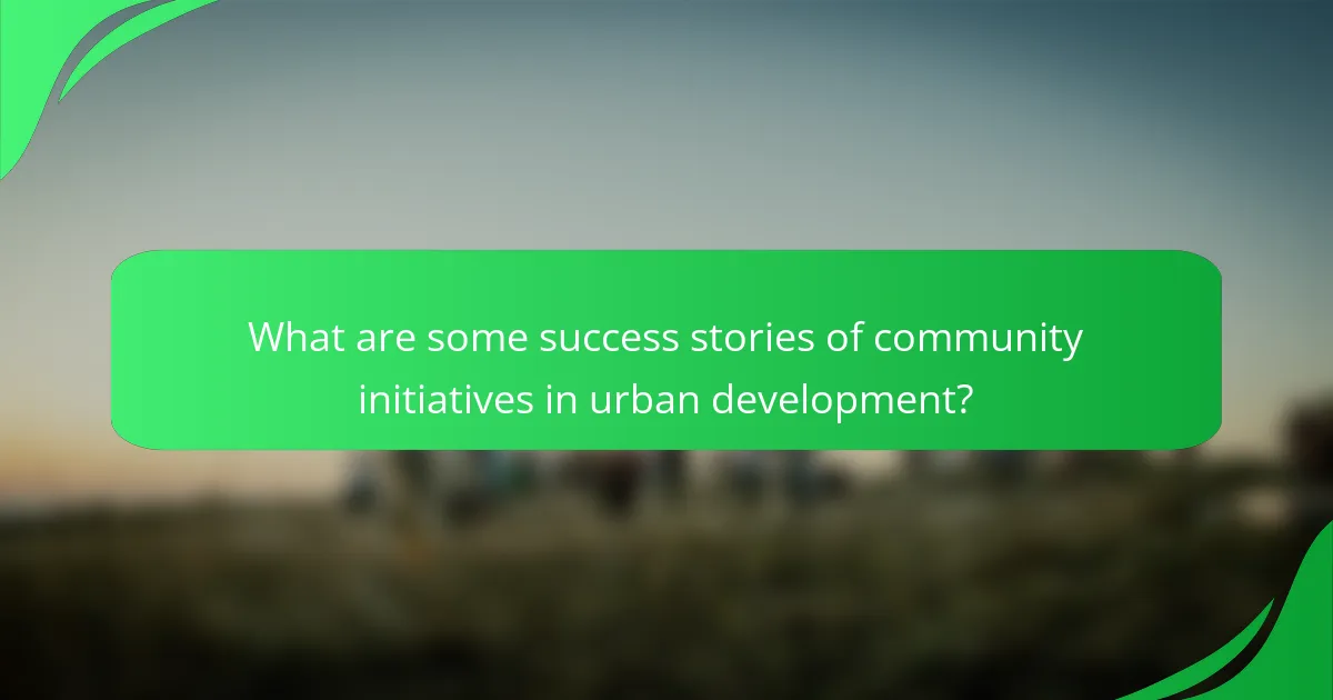 What are some success stories of community initiatives in urban development?