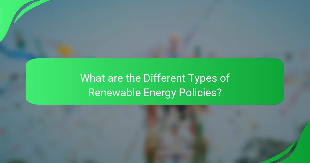What are the Different Types of Renewable Energy Policies?