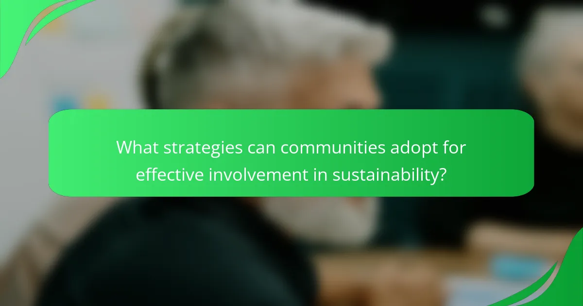 What strategies can communities adopt for effective involvement in sustainability?
